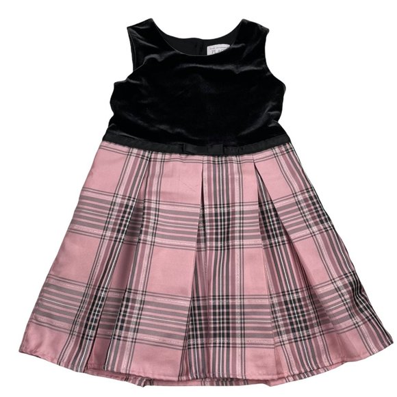 The Children's Place velvet top, plaid skirt special occasion girls dress size 5